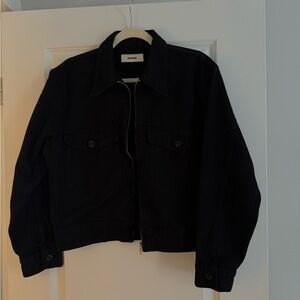 Buck Mason Black Cropped Zip Jacket